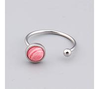 ASDFY Natürlicher Rosafarbener Rhodochrosit-Ring, Kristall, Rund, Zwei Kugeln, Ring, Verstellbar, Offene Steinringe, Reiki-Balance, Knöchel-Fingerringe, Ewigkeitsring Für Frauen, Mädchen, Männer