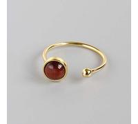 ASDFY Natürlicher Roter Tigerauge-Steinring Kristall, Rund, Goldfarbe, Verstellbarer Damen-Ring Mit Offenem Stein, Reiki-Balance, Knöchel, Finger, Ringe, Ewigkeitsring Für Frauen, Mädchen, Männer