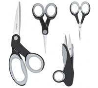 Asdirne Premium-Nähscheren-Set, scharf und langlebig, bequemer Griff, enthält 22,9 cm Stoffschere, 12,7 cm Detailschere, 9,9 cm Stickschere, 12,1 cm Fadenschere, Schwarz und Grau