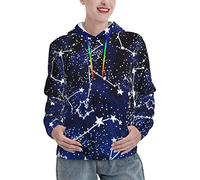 ASEELO Glow In The Dark Damen Hoodie Damen Sweatshirt Damen Sweatshirt Mit Taschen Pullover Mode Und Vielseitig, Schwarz, S