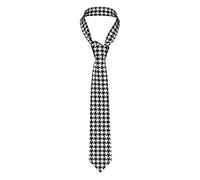 ASEELO Hahnentritt-Krawatte, Polyester, für Herren, Business, formeller Designer, ideal für Hochzeit, Bräutigam, Trauzeugen, Geschenke, Houndstooth Schwarz, Einheitsgröße