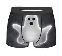ASEELO Halloween Flamingo Hexenhut Herren Unterwäsche Boxershorts Pack, Stretch-Polyester Boxershorts, Schwarz und Halloween-Geist, M