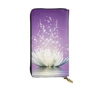 ASEELO Lotus Flower lila Damen Reisebrieftasche Lange Münzbörse Clutch Handy Leder Reißverschluss Kartenbörse, Schwarz, Einheitsgröße