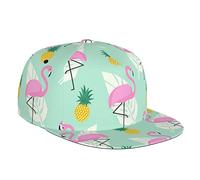 Aseelo Ravens Klassische Baseballmütze mit flacher Krempe, Papa-Hut, Trucker-Hut, Snapback-Kappe für Sport, Outdoor, für Herren und Damen, Pinke Flamingo Ananas, One size