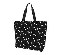 Aseelo Schwarz / Weiß gepunktete Handtasche Schultertasche Frauen Hobo Top Griff Einkaufen Crossbody Tasche Tote Casual Multifunktionstasche für Damen, Schwarz mit weißen Punkten, Einheitsgröße