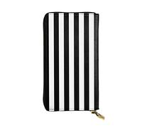 ASEELO Schwarz & Weiß gestreifte Ledergeldbörsen für Damen, mehrere Fächer, Geldbörse für Damen, 19,1 x 10,2 cm, Schwarz-weiß gestreift, Einheitsgröße