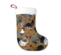 ASEELO Weihnachtssocken mit Hahn und Huhn-Druck, personalisierbar, Weihnachtsdekoration, Aufbewahrungssocken.