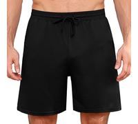 Aseniza Herren Schlafanzughose Kurz Schlafshorts Schlafhose Pyjamahose Baumwolle Sommer Shorts Schlafanzug hose Männer Bermuda Schwarz XL