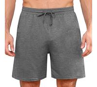 Aseniza Herren Schlafanzughose Kurz Schlafshorts Schlafhose Pyjamahose Baumwolle Sommer Shorts Schlafanzug hose Männer Bermuda Grau XL