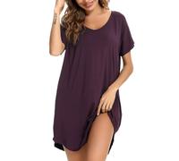 Aseniza Nachthemd Damen Kurzarm Schlafshirt Baumwolle Schlafhemd Sommer Nachtwäsche Große Größen Sleepshirt Nachtkleid mit Taschen,Kitty-Schwarz,M