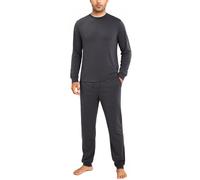 Aseniza Schlafanzug Herren Lang Pyjama Set Baumwolle Winter Langarm Zweiteiliger Schlafanzüge für Männer Dunkelgrau, 3XL