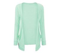 asfashion online Cardi Damen-Cardigan, Übergröße, vorne offen, Jersey, einfarbig, mit Taschen, Boyfriend-Strickjacke, Größe 36-48, mint, 34-36