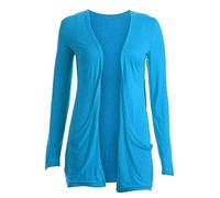 asfashion online Cardi Damen-Cardigan, Übergröße, vorne offen, Jersey, einfarbig, mit Taschen, Boyfriend-Strickjacke, Größe 36-48, türkis, 46-48