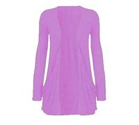 asfashion online Cardi Damen-Cardigan, Übergröße, vorne offen, Jersey, einfarbig, mit Taschen, Boyfriend-Strickjacke, Größe 36-48, Flieder, 34-36