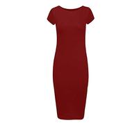 asfashion online Kleid Figurbetont Damen Große Größe Mi Lange Jersey Basic Griff kurz Gr. 46, Bordeaux
