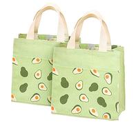 ASFINS Stofftaschen Klein mit Griffen, 2Stk Faltbare Einkaufstasche Recyclingtasche Baumwolltasche Tragetaschen für Frauen, Kinder, Mädchen, 22cm x 22cm (Grüne Avocado)