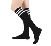 ASFWAGQ Klassische Damen Socken Cheerleader Kostüm Kniestrümpfe Schlauchstrümpfe Sportsocken mit drei Streifen