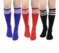 ASFWAGQ Klassische Damen Socken Cheerleader Kostüm Kniestrümpfe Schlauchstrümpfe Sportsocken mit drei Streifen