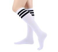 ASFWAGQ Klassische Damen Socken Cheerleader Kostüm Kniestrümpfe Schlauchstrümpfe Sportsocken mit drei Streifen