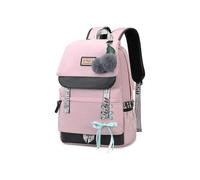 Asge Schulrucksack, Ergonomisches Design, Wasserdichtes Nylon, Damenrucksack, Teenagerrucksack, Rosa