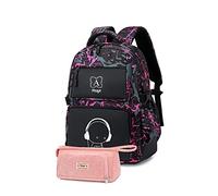 Asge Schulrucksack Mädchen Teenager Rucksack Maedchen Coole Schule Daypacks Kinder Reflektierender Schultasche Damen Outdoor Camping Groß Schulranzen Wasserdicht Ranzen Federmäppchen Set