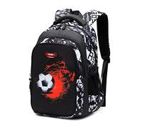 Asge Unisex Kinder Rucksack Schulrucksack Jungen Teenager Schultaschen Mädchen Ranzen Ergonomischem Fußball Druck mit Fußball Muster, Rückenschonend, Groß für Schule, 8-15 Jahre,School Bags for Boys