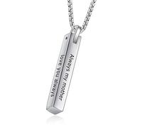 AshleyMade Personalisierte Halskette Damen Bar Anhänger mit Namen Gravur Geburtstag Geschenk for Paar Mutter Tochter Kette (Bar anhänger 1)