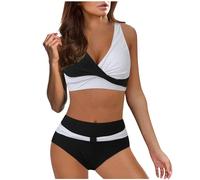 Ashleyzj Bikini Damen Set Zweiteiliger Sexy Badeanzug V Ausschnitt überkreuztes Bauchweg Bademode Blumenmuster Bikinis High Waist Bademoden Bauchkontrolle Bikini Sets Swimwear Badebekleidung