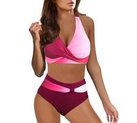 Ashleyzj Bikini Damen Set Zweiteiliger Sexy Badeanzug V Ausschnitt überkreuztes Bauchweg Bademode Blumenmuster Bikinis High Waist Bademoden Bauchkontrolle Bikini Sets Swimwear Badebekleidung