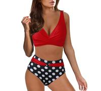 Ashleyzj Bikini Damen Set Zweiteiliger Sexy Badeanzug V Ausschnitt überkreuztes Bauchweg Bademode Blumenmuster Bikinis High Waist Bademoden Bauchkontrolle Bikini Sets Swimwear Badebekleidung