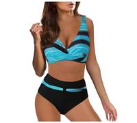 Ashleyzj Bikini Damen Set Zweiteiliger Sexy Badeanzug V Ausschnitt überkreuztes Bauchweg Bademode Blumenmuster Bikinis High Waist Bademoden Bauchkontrolle Bikini Sets Swimwear Badebekleidung