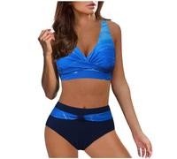 Ashleyzj Bikini Damen Set Zweiteiliger Sexy Badeanzug V Ausschnitt überkreuztes Bauchweg Bademode Blumenmuster Bikinis High Waist Bademoden Bauchkontrolle Bikini Sets Swimwear Badebekleidung