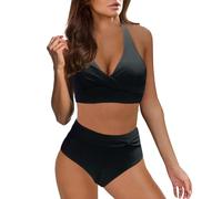 Ashleyzj Bikini Damen Set Zweiteiliger Sexy Badeanzug V Ausschnitt überkreuztes Bauchweg Bademode Blumenmuster Bikinis High Waist Bademoden Bauchkontrolle Bikini Sets Swimwear Badebekleidung