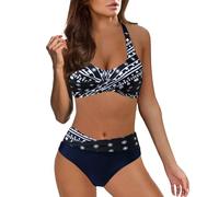Ashleyzj Bikini Damen Set Zweiteiliger Sexy Badeanzug V Ausschnitt überkreuztes Bauchweg Bademode Blumenmuster Bikinis High Waist Bademoden Bauchkontrolle Bikini Sets Swimwear Badebekleidung