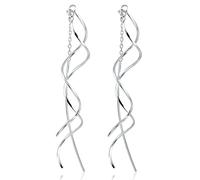 ASH'S CHOICE Ohrringe Silber 925 Hängend für Damen, Einfädler Ohrringe Tropfen Massives Sterling Silber 925 Ohrringen Hängend Lange Quasten Welle, Ohrringen Baumelnde Boho Mode Schmuck