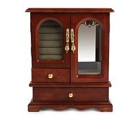 ASHSDI Schmuckaufbewahrung Holz-Schmuckkästchen Vintage-Schmuckkästchen Multifunktions-Schmuckkästchen Mit 2 Schubladen Und 360 ° Drehbarem Haken Schmuckschatulle Schmuckschrank(Jewelry Box B)