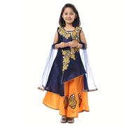 Ashwini Mädchen Stickerei Tapeta Salwar Anzug | Indische ethnische Kinderkleidung | Blumenstickerei Salwar Anzug, gelb, 140