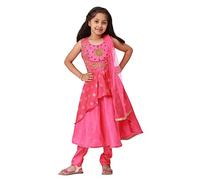 Ashwini Salwar-Anzug für Mädchen mit Halsstickerei, fertig konfektioniert, indischer Kinder, ethnischer Salwar-Anzug, rose, 7-8 Jahre