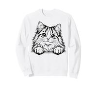Asiatische Halblanghaarkatze Mama Papa Linie Zeichnung Kätzchen Sweatshirt