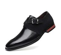 Asifn Herren-Business Loafer Mit Monk Strap Verschluss Leichte Slip-On-Lederschuhe Atmungsaktiv Schwarz 48 EU