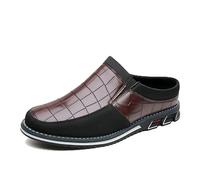 Asifn Herren Casual Loafers Mode Einfaches Leder Walking Oxford Atmungsaktiv Komfortabel Slip-On Hausschuhe Hellbraun 44 EU