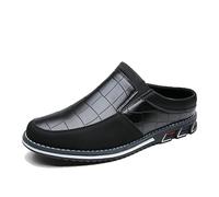 Asifn Herren Casual Loafers Mode Einfaches Leder Walking Oxford Atmungsaktiv Komfortabel Slip-On Hausschuhe Schwarz 51 EU