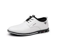 Asifn Herren Casual Oxfords Leder Business Office Loafers Bequeme Mode Schnürung Formelle Flache Schuhe Weiß 49 EU