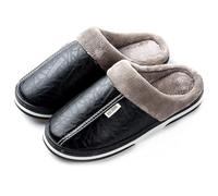 Asifn Herren Damen Hausschuhe Memory House Outdoor Indoor Schuhe Slipper Sohle Clog Anti-Rutsch-Komfort Fleece-Futter Fuzzy Baumwolle(Schwarz,40/41 EU,41/42 Markengröße