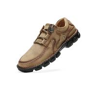 Asifn Herren-Freizeitschuhe aus Leder leichte Schnür Loafer für den Alltag atmungsaktive und rutschfeste Wanderschuhe Khaki 39 EU