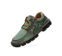 Asifn Herren-Freizeitschuhe aus Leder leichte Schnür Loafer für den Alltag atmungsaktive und rutschfeste Wanderschuhe Grün 48 EU