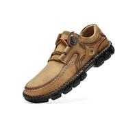 Asifn Herren-Freizeitschuhe aus Leder leichte Schnür Loafer für den Alltag atmungsaktive und rutschfeste Wanderschuhe Braun 38 EU