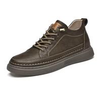 Asifn Herren Freizeitschuhe Unsichtbare Höhe Leder Schnürsenkel Sportschuhe Mode Atmungsaktiv Bequem Und Leicht Braun 45 EU