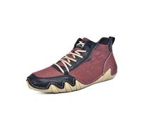 Asifn Herren Freizeitstiefel Leder Outdoor-Wanderschuhe Rutschfeste Leichte Bequeme Kurze Stiefel Zum Autofahren Rot 46 EU