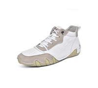 Asifn Herren Freizeitstiefel Leder Outdoor-Wanderschuhe Rutschfeste Leichte Bequeme Kurze Stiefel Zum Autofahren Weiß 40 EU